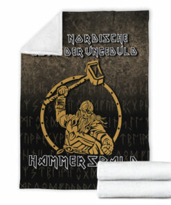 Viking Blanket The Nordic God Of Impatience Hammersbald Sherpa Fleece Blanket Gifts for Viking Lovers