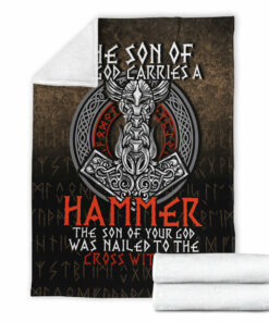 Viking Blanket The Son Of My God Odin Viking Sherpa Fleece Blanket Gifts for Viking Lovers