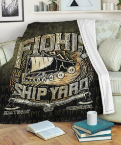 Viking Blanket The Viking Flokis Ship Yard Sherpa Fleece Blanket Gifts for Viking Lovers