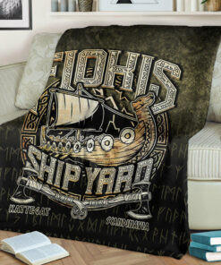 Viking Blanket The Viking Flokis Ship Yard Sherpa Fleece Blanket Gifts for Viking Lovers