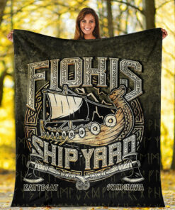Viking Blanket The Viking Flokis Ship Yard Sherpa Fleece Blanket Gifts for Viking Lovers
