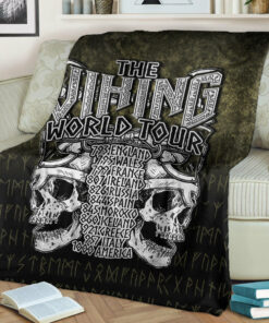 Viking Blanket The Viking World Tour Sherpa Fleece Blanket Gifts for Viking Lovers
