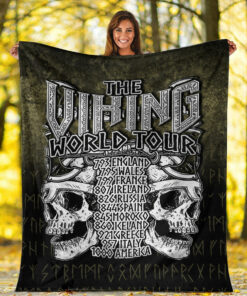 Viking Blanket The Viking World Tour Sherpa Fleece Blanket Gifts for Viking Lovers
