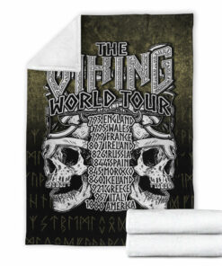 Viking Blanket The Viking World Tour Sherpa Fleece Blanket Gifts for Viking Lovers