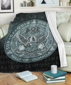 Viking Blanket Thor God Of Thunder Sherpa Fleece Blanket Gifts for Viking Lovers