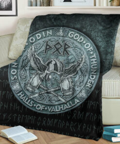 Viking Blanket Thor God Of Thunder Sherpa Fleece Blanket Gifts for Viking Lovers