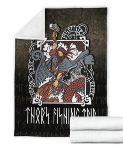 Viking Blanket Thor's Fishing Trip Sherpa Fleece Blanket Gifts for Viking Lovers