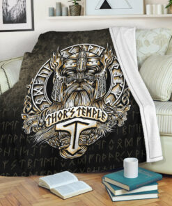 Viking Blanket Thor's Temple Sherpa Fleece Blanket Gifts for Viking Lovers