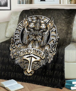 Viking Blanket Thor's Temple Sherpa Fleece Blanket Gifts for Viking Lovers