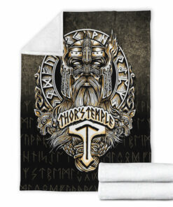 Viking Blanket Thor's Temple Sherpa Fleece Blanket Gifts for Viking Lovers