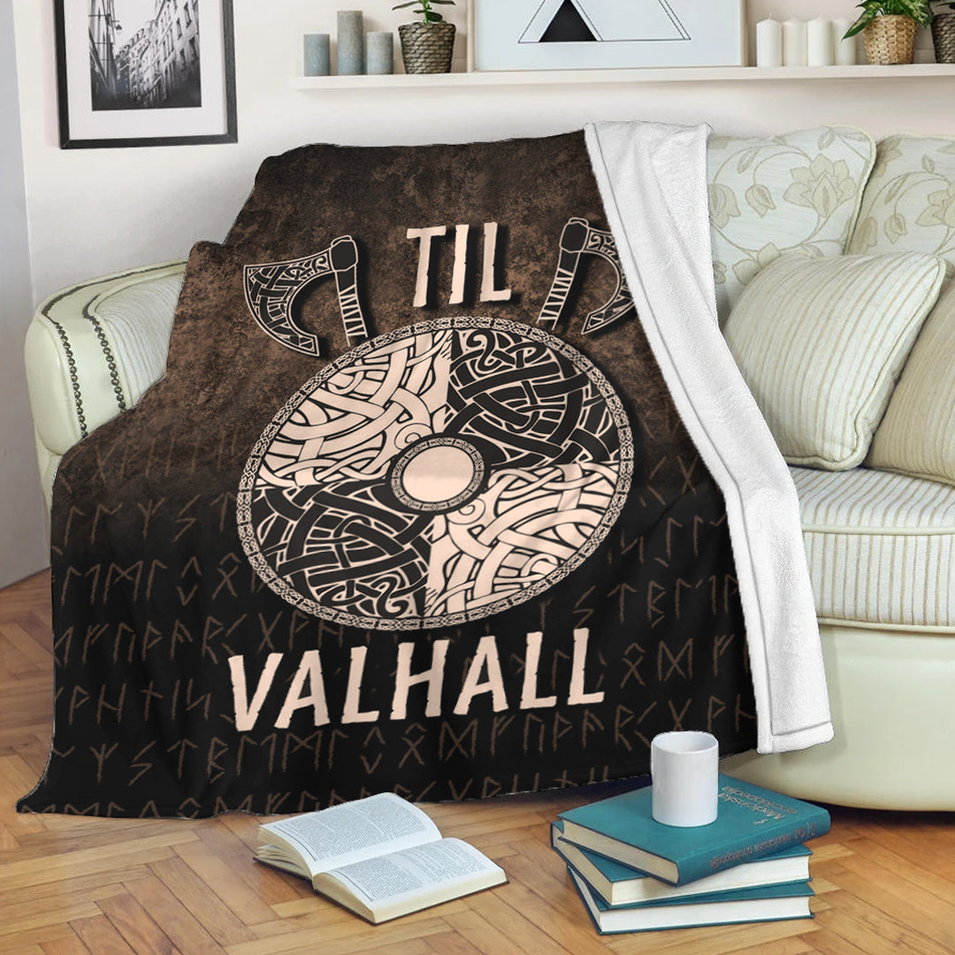 Viking Blanket Til Valhall Sherpa Fleece Blanket Gifts for Viking Lovers
