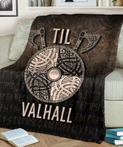 Viking Blanket Til Valhall Sherpa Fleece Blanket Gifts for Viking Lovers