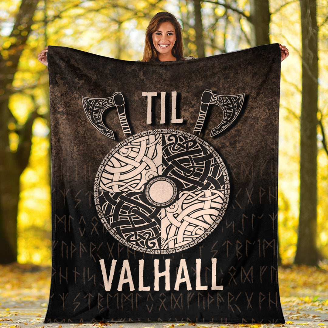 Viking Blanket Til Valhall Sherpa Fleece Blanket Gifts for Viking Lovers