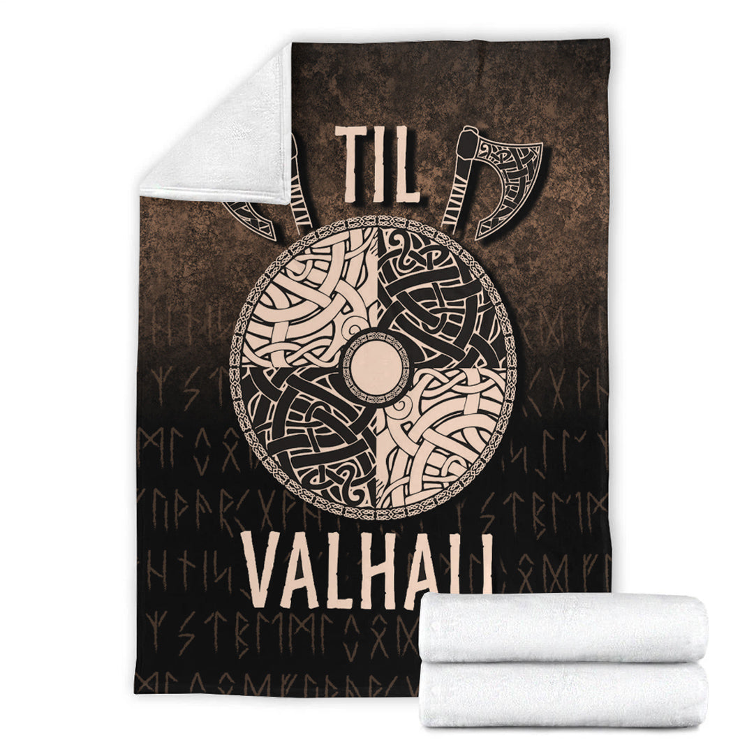 Viking Blanket Til Valhall Sherpa Fleece Blanket Gifts for Viking Lovers