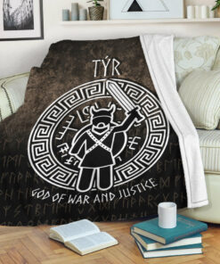 Viking Blanket Tyr God Of War And Justice Sherpa Fleece Blanket Gifts for Viking Lovers