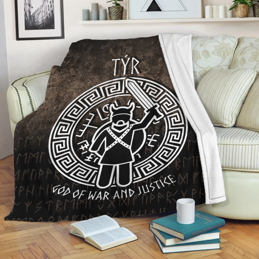 Viking Blanket Tyr God Of War And Justice Sherpa Fleece Blanket Gifts for Viking Lovers