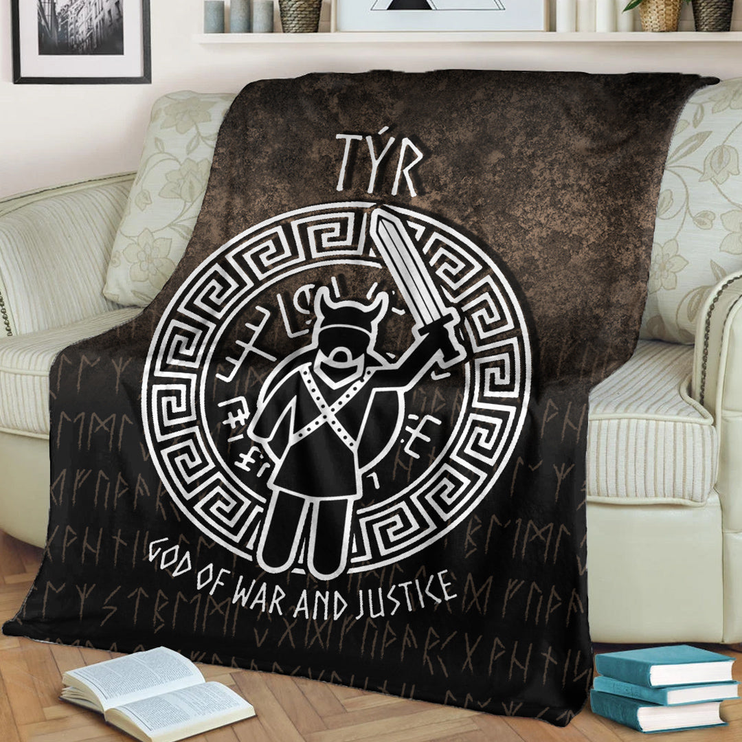 Viking Blanket Tyr God Of War And Justice Sherpa Fleece Blanket Gifts for Viking Lovers
