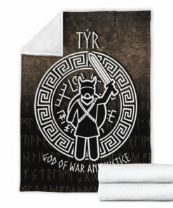 Viking Blanket Tyr God Of War And Justice Sherpa Fleece Blanket Gifts for Viking Lovers