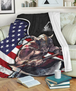 Viking Blanket USA Warrior Brush Style Sherpa Fleece Blanket Gifts for Viking Lovers