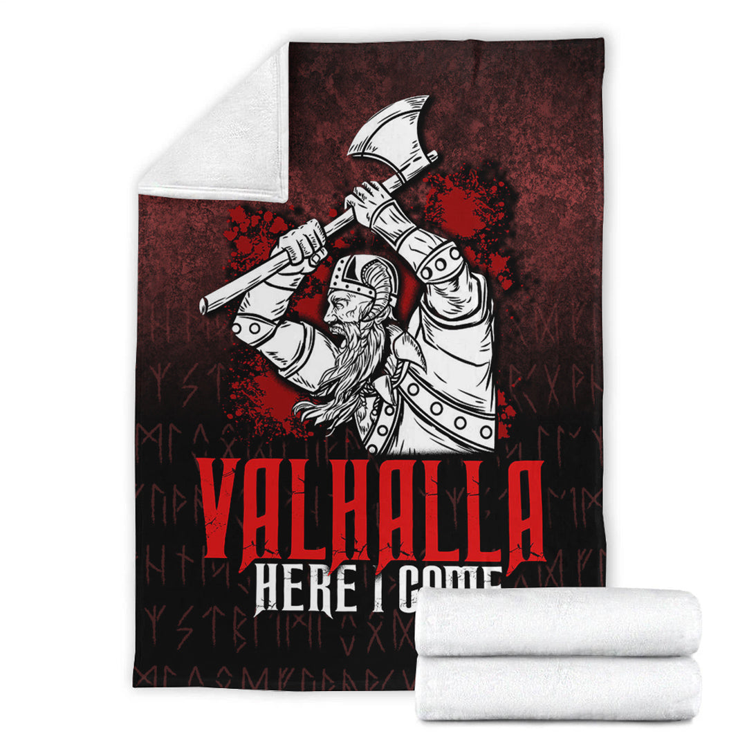 Viking Blanket Valhalla Here I Come Viking Sherpa Fleece Blanket Gifts for Viking Lovers