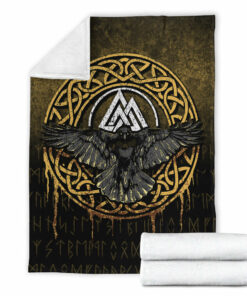 Viking Blanket Valhalla Norse Mythology Raven Black Crow Viking Sherpa Fleece Blanket Gifts for Viking Lovers