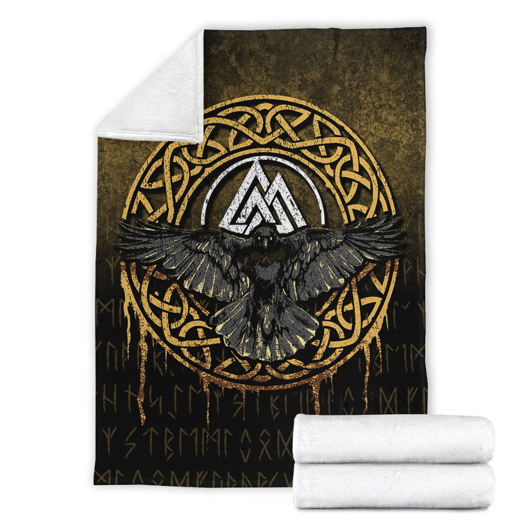 Viking Blanket Valhalla Norse Mythology Raven Black Crow Viking Sherpa Fleece Blanket Gifts for Viking Lovers