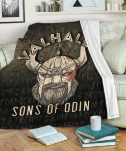 Viking Blanket ValhallaSonsOfOdin Sherpa Fleece Blanket Gifts for Viking Lovers