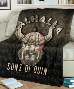 Viking Blanket ValhallaSonsOfOdin Sherpa Fleece Blanket Gifts for Viking Lovers