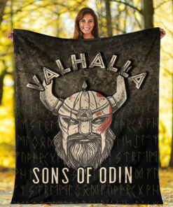 Viking Blanket ValhallaSonsOfOdin Sherpa Fleece Blanket Gifts for Viking Lovers