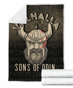 Viking Blanket ValhallaSonsOfOdin Sherpa Fleece Blanket Gifts for Viking Lovers
