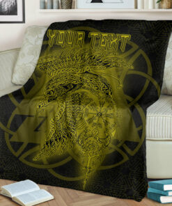 Viking Blanket Valknut Raven Gold Viking Homeset Sherpa Fleece Blanket Gifts for Viking Lovers