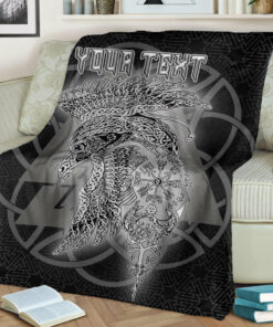 Viking Blanket Valknut Raven Viking Homeset Sherpa Fleece Blanket Gifts for Viking Lovers