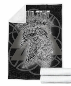 Viking Blanket Valknut Raven Viking Homeset Sherpa Fleece Blanket Gifts for Viking Lovers