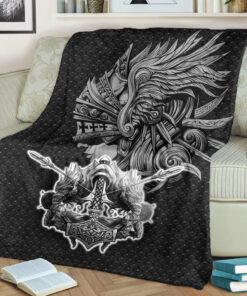 Viking Blanket Valkyrie Metal Background Sherpa Fleece Blanket Gifts for Viking Lovers