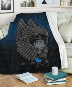 Viking Blanket Valkyrie Queen Sigrun Viking Warrior Sherpa Fleece Blanket Gifts for Viking Lovers