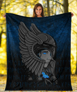Viking Blanket Valkyrie Queen Sigrun Viking Warrior Sherpa Fleece Blanket Gifts for Viking Lovers
