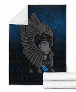 Viking Blanket Valkyrie Queen Sigrun Viking Warrior Sherpa Fleece Blanket Gifts for Viking Lovers