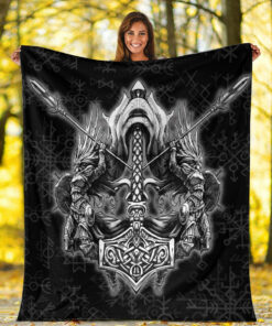 Viking Blanket Valkyrie Viking Sherpa Fleece Blanket Gifts for Viking Lovers