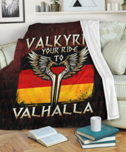 Viking Blanket Valkyrie Your Ride to Valhalla Germany Sherpa Fleece Blanket Gifts for Viking Lovers