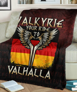 Viking Blanket Valkyrie Your Ride to Valhalla Germany Sherpa Fleece Blanket Gifts for Viking Lovers