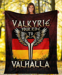Viking Blanket Valkyrie Your Ride to Valhalla Germany Sherpa Fleece Blanket Gifts for Viking Lovers