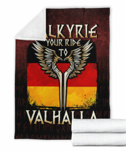 Viking Blanket Valkyrie Your Ride to Valhalla Germany Sherpa Fleece Blanket Gifts for Viking Lovers