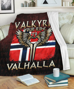 Viking Blanket Valkyrie Your Ride to Valhalla Norway Sherpa Fleece Blanket Gifts for Viking Lovers
