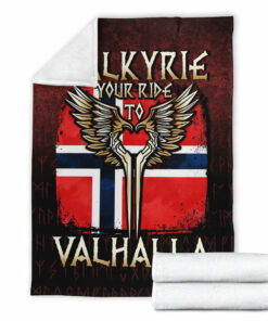 Viking Blanket Valkyrie Your Ride to Valhalla Norway Sherpa Fleece Blanket Gifts for Viking Lovers