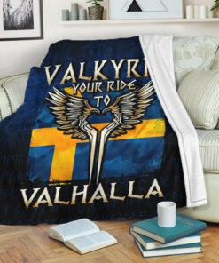 Viking Blanket Valkyrie Your Ride to Valhalla Sweden Sherpa Fleece Blanket Gifts for Viking Lovers