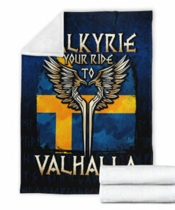 Viking Blanket Valkyrie Your Ride to Valhalla Sweden Sherpa Fleece Blanket Gifts for Viking Lovers