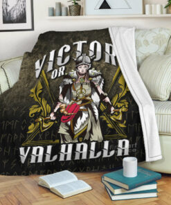 Viking Blanket Victory Or Valhalla Norse Myth Viking Historical Sherpa Fleece Blanket Gifts for Viking Lovers