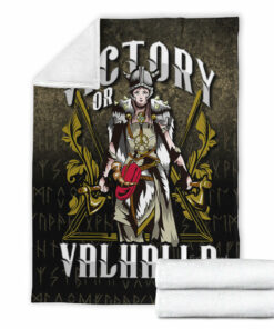 Viking Blanket Victory Or Valhalla Norse Myth Viking Historical Sherpa Fleece Blanket Gifts for Viking Lovers