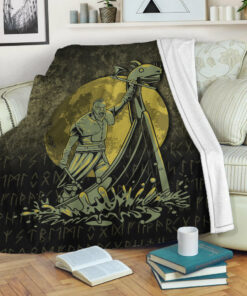 Viking Blanket Victory or Valhalla Drakkar Sherpa Fleece Blanket Gifts for Viking Lovers