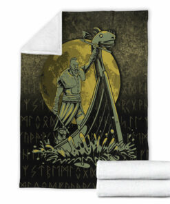 Viking Blanket Victory or Valhalla Drakkar Sherpa Fleece Blanket Gifts for Viking Lovers